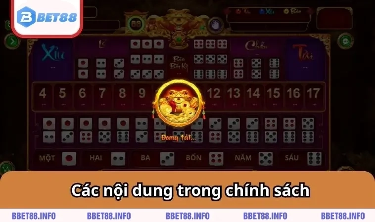Điều Khoản Sử Dụng BET88 2 Các nội dung trong chính sách