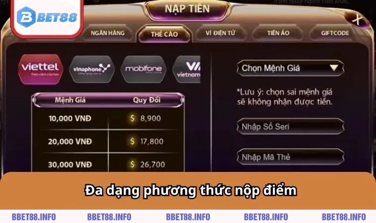 Đa dạng phương thức nộp điểm