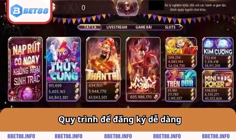 Quy trình để đăng ký dễ dàng